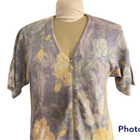 Gabriella T Linen Blend Full Zip Maximalist Cardigan Sz. S.  Made in Italy. - Picture 4 of 12